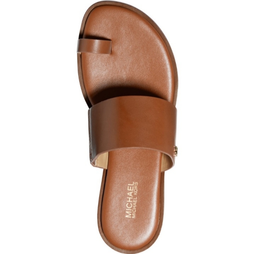 Michael Kors Augustv MK Logo Leather Flat Toe Strap Sandals SZ 11 New - Picture 3 of 14